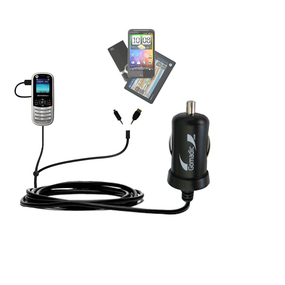 mini Double Car Charger with tips including compatible with the Motorola WX181