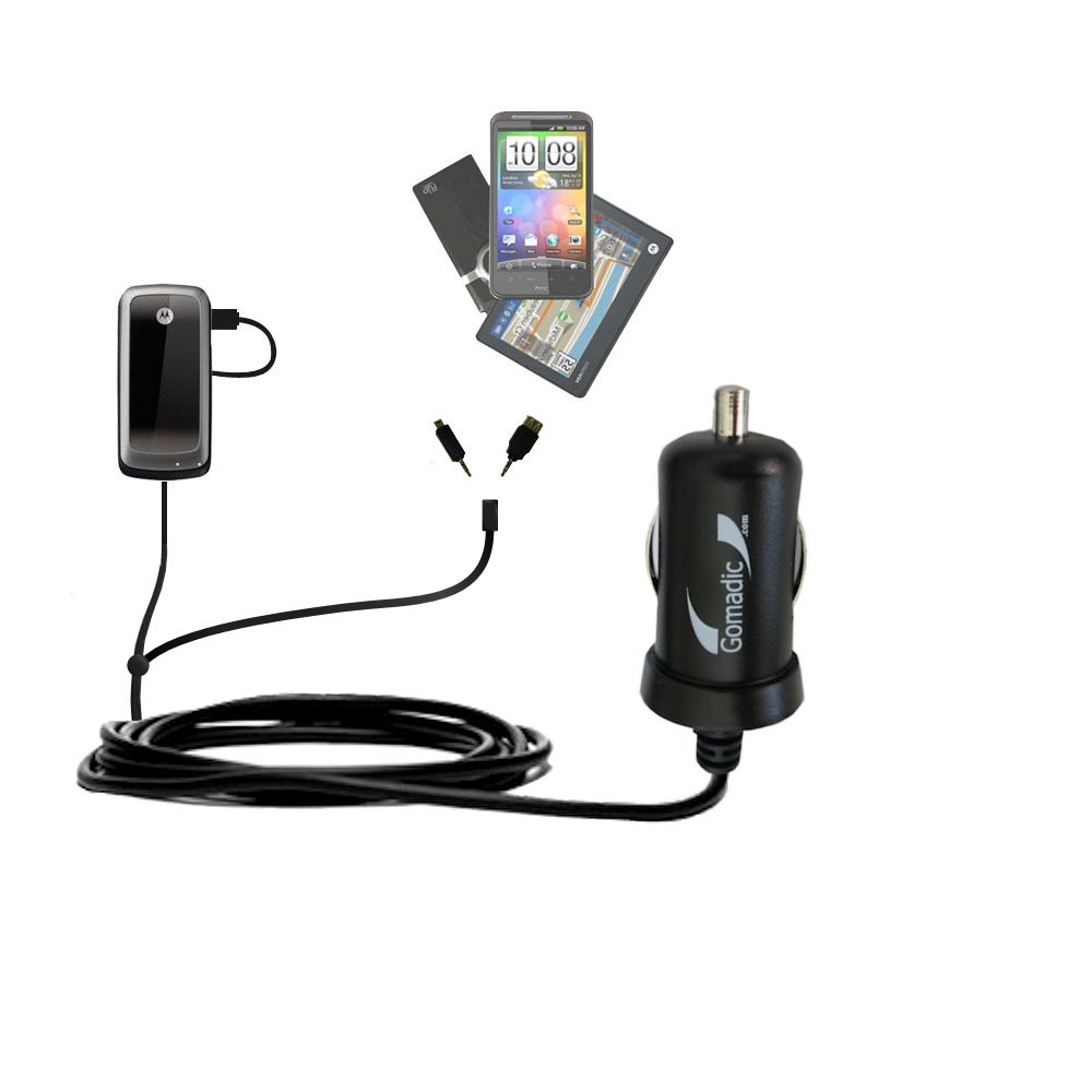 mini Double Car Charger with tips including compatible with the Motorola WX265