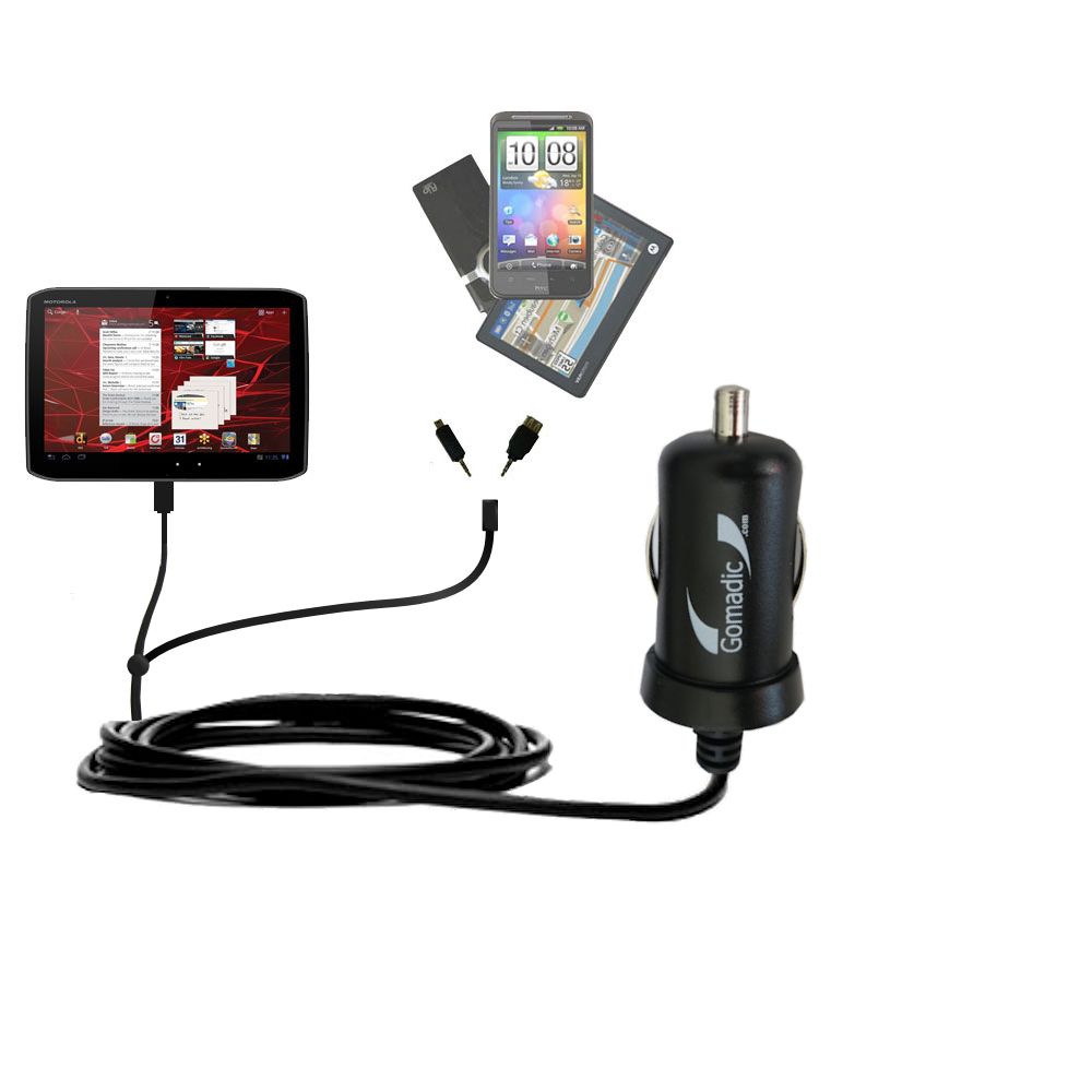 mini Double Car Charger with tips including compatible with the Motorola Xoom 2