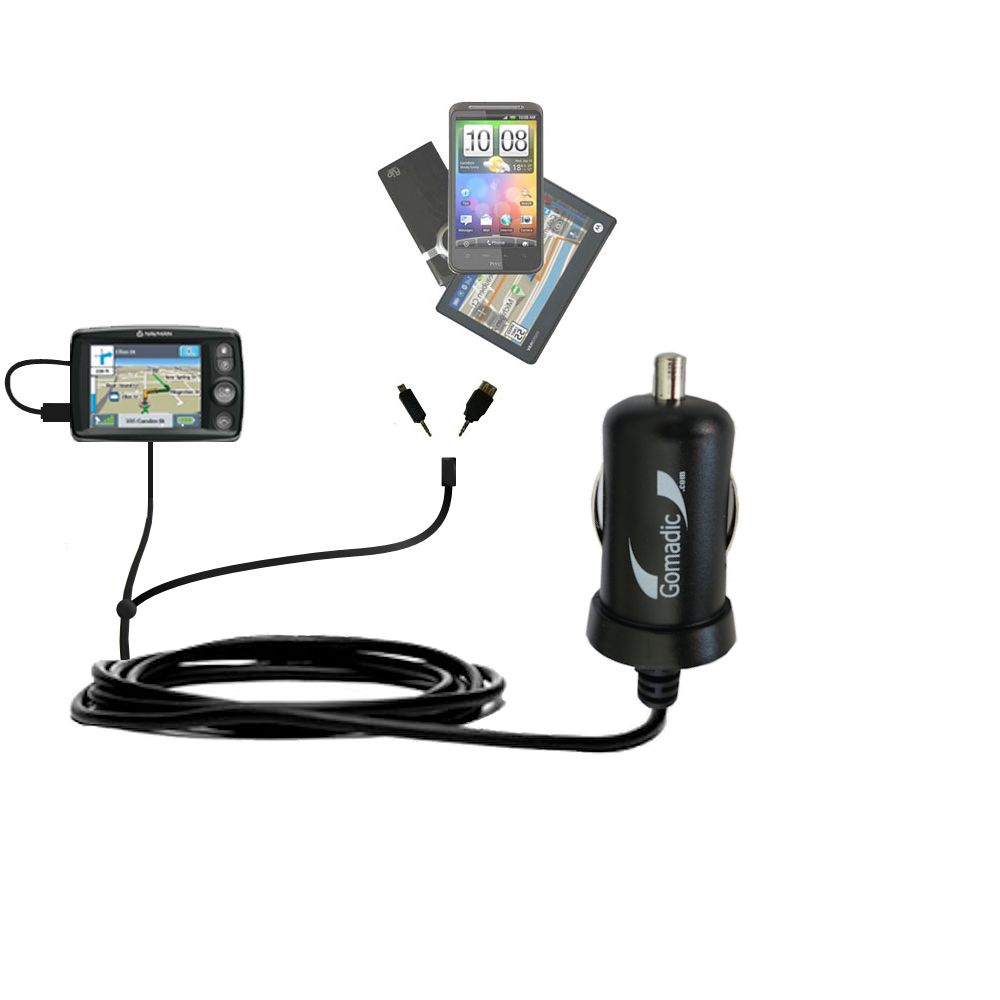 mini Double Car Charger with tips including compatible with the Navman F30