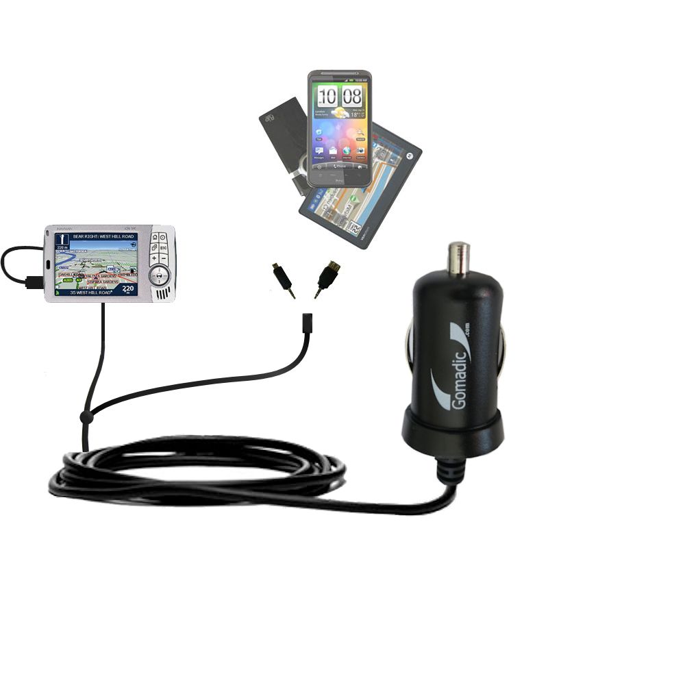mini Double Car Charger with tips including compatible with the Navman iCN 510