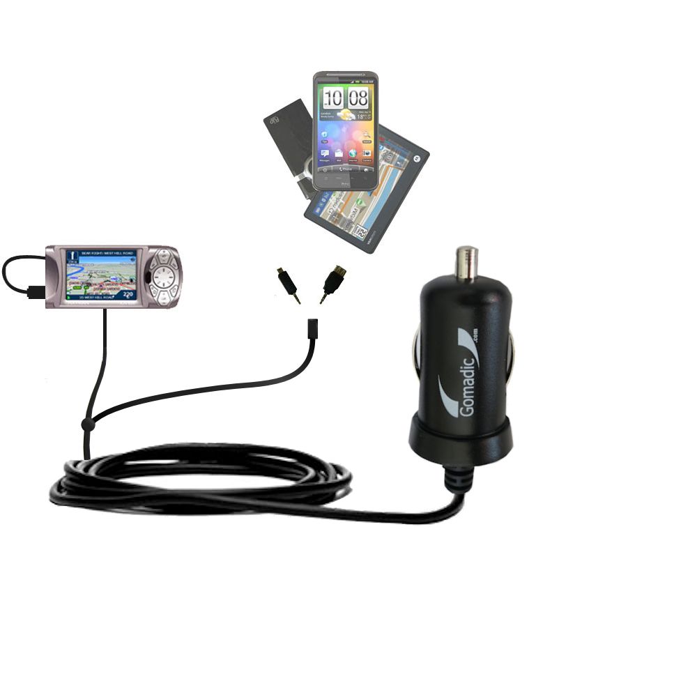 mini Double Car Charger with tips including compatible with the Navman iCN 630