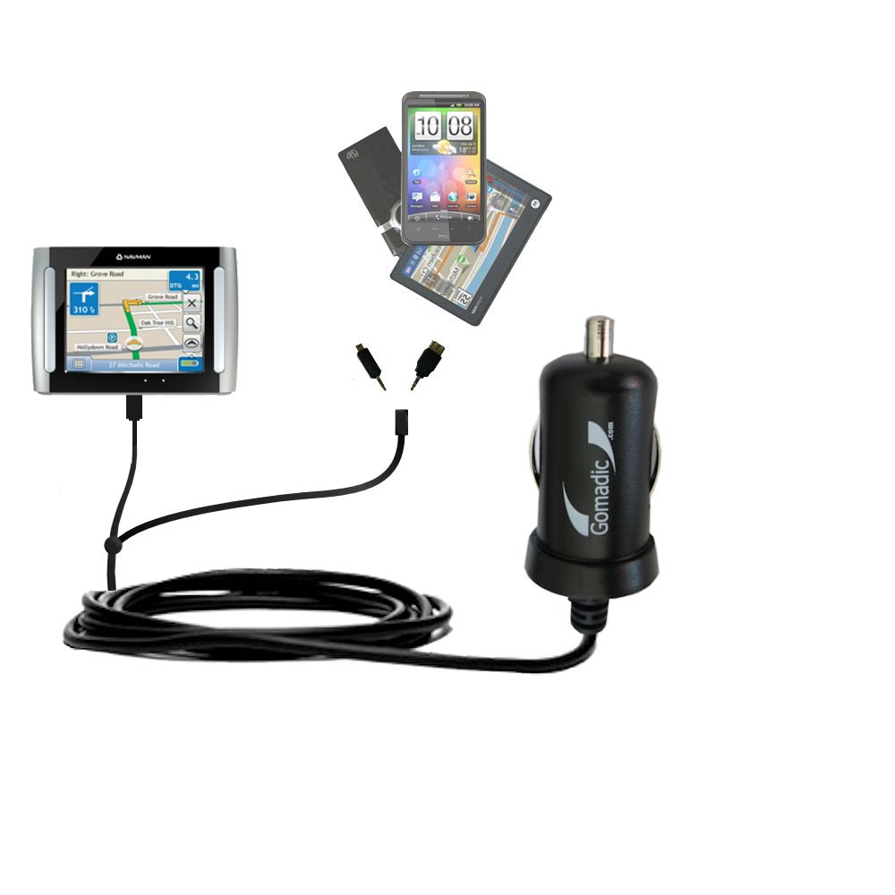 mini Double Car Charger with tips including compatible with the Navman S30