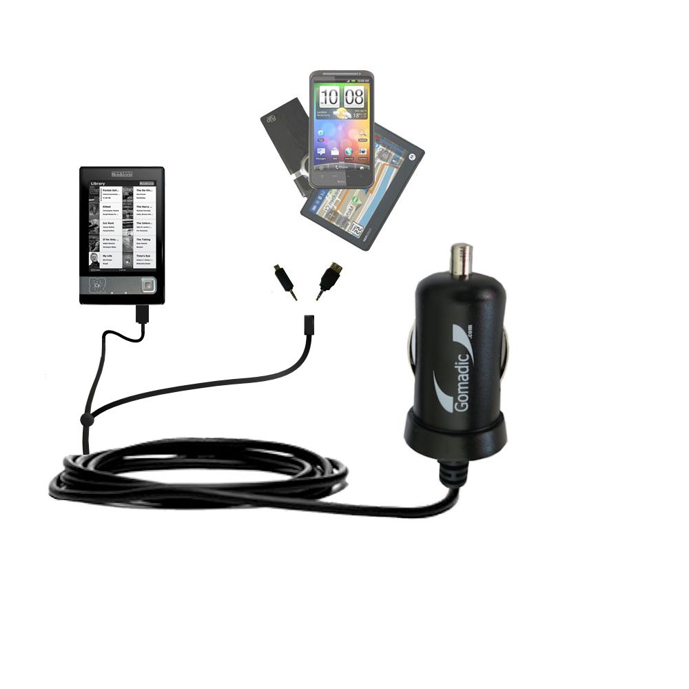 mini Double Car Charger with tips including compatible with the Netronix Bookeen Cybook Gen 3