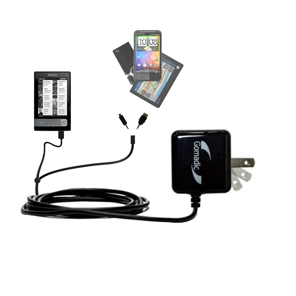 Double Wall Home Charger with tips including compatible with the Netronix Bookeen Cybook Gen 3