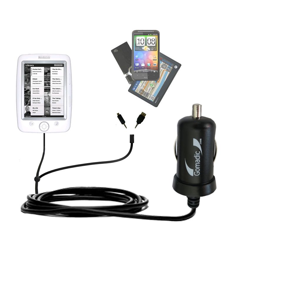 mini Double Car Charger with tips including compatible with the Netronix Bookeen Cybook Odyssey