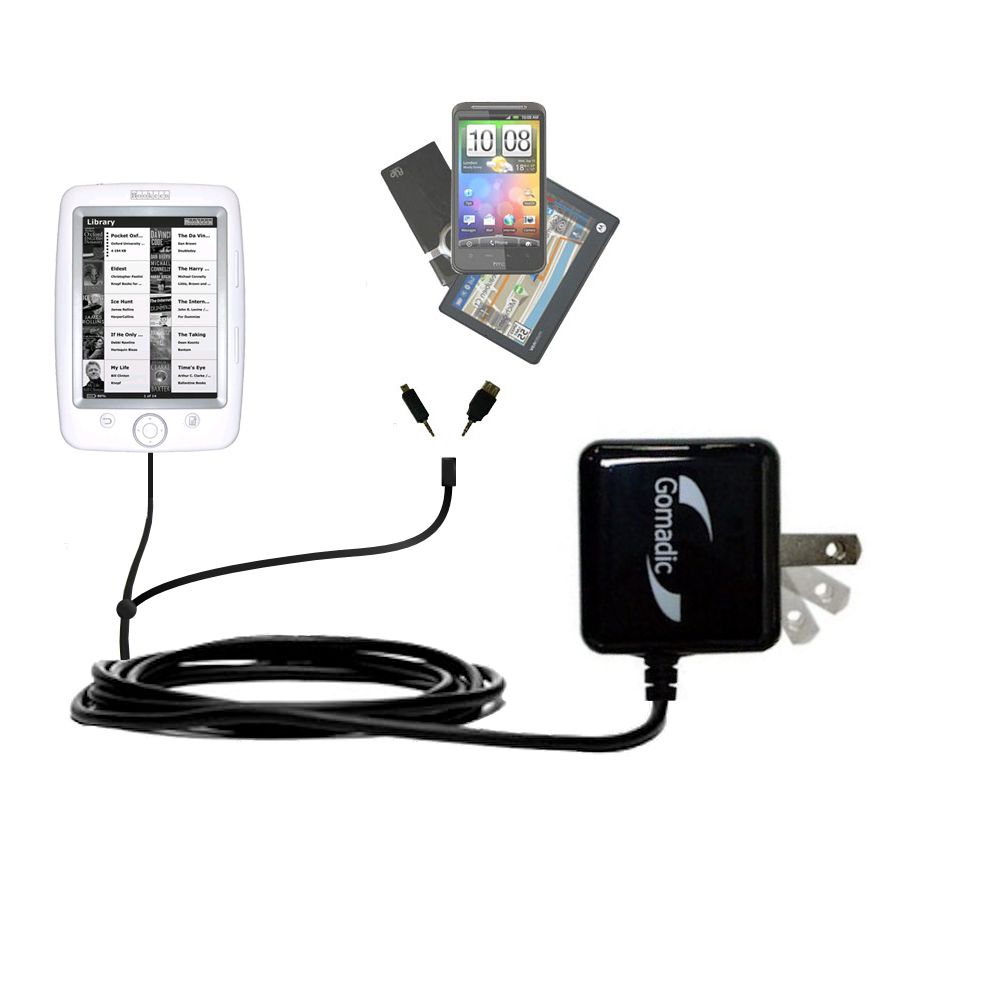 Double Wall Home Charger with tips including compatible with the Netronix Bookeen Cybook Odyssey