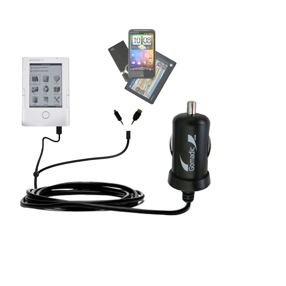 mini Double Car Charger with tips including compatible with the Netronix Pocketbook 302