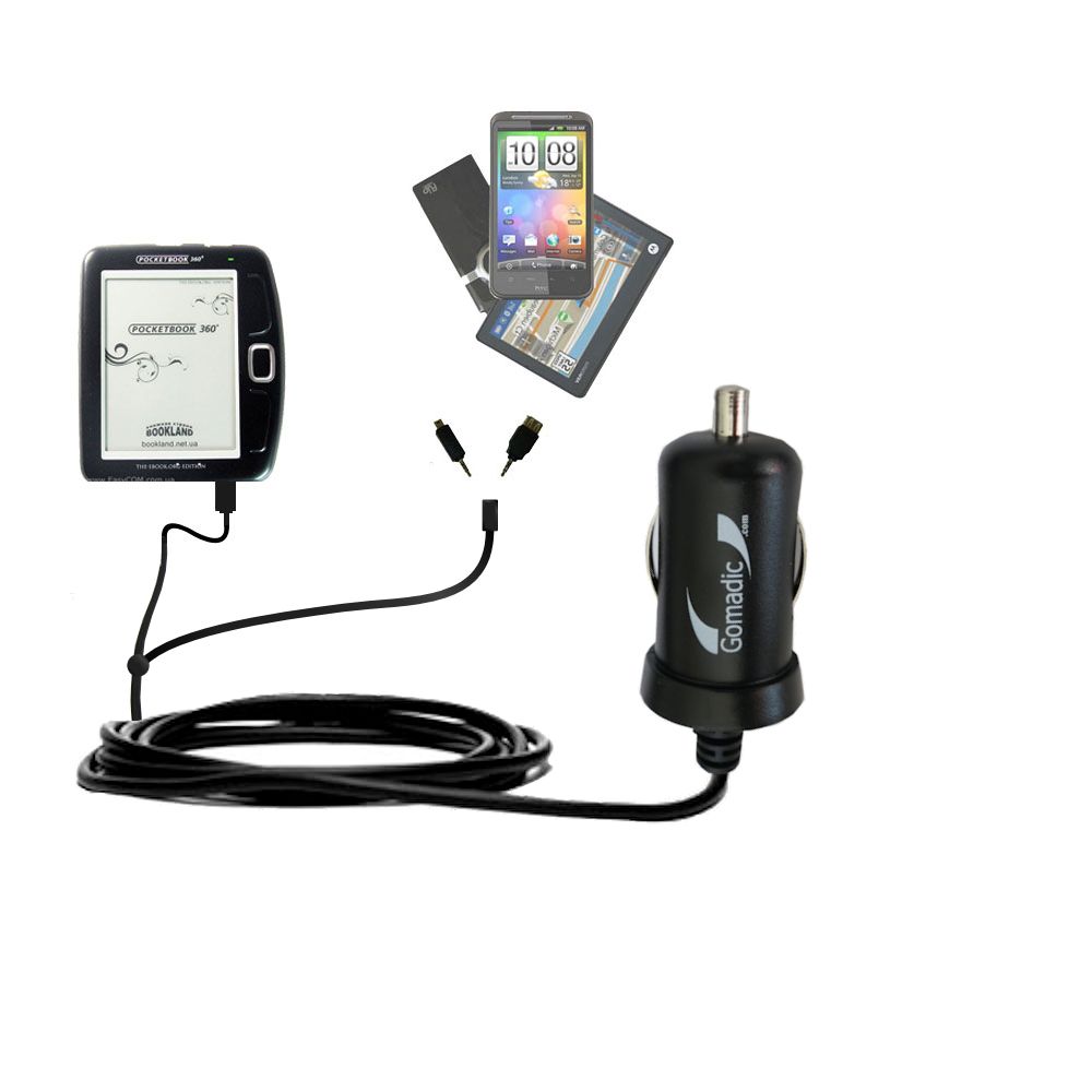 mini Double Car Charger with tips including compatible with the Netronix Pocketbook 360
