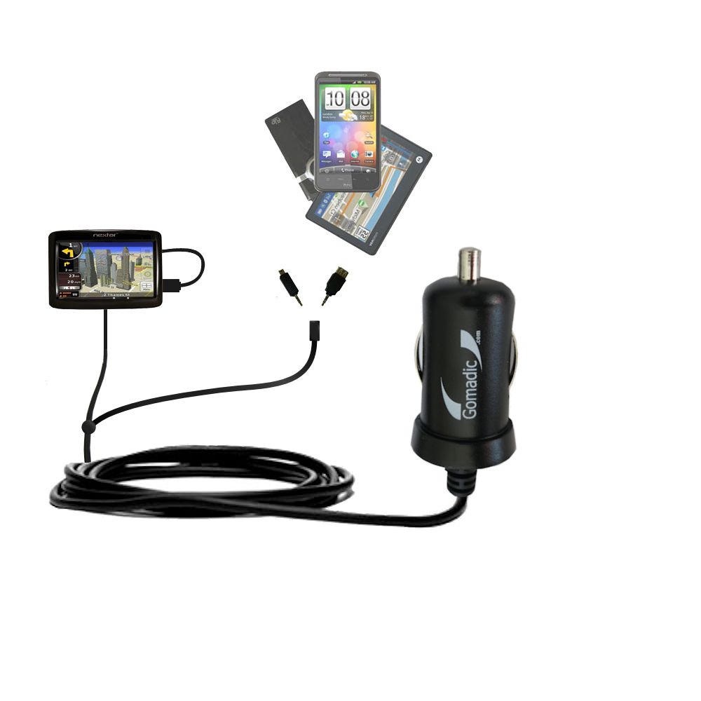 mini Double Car Charger with tips including compatible with the Nextar 43LT