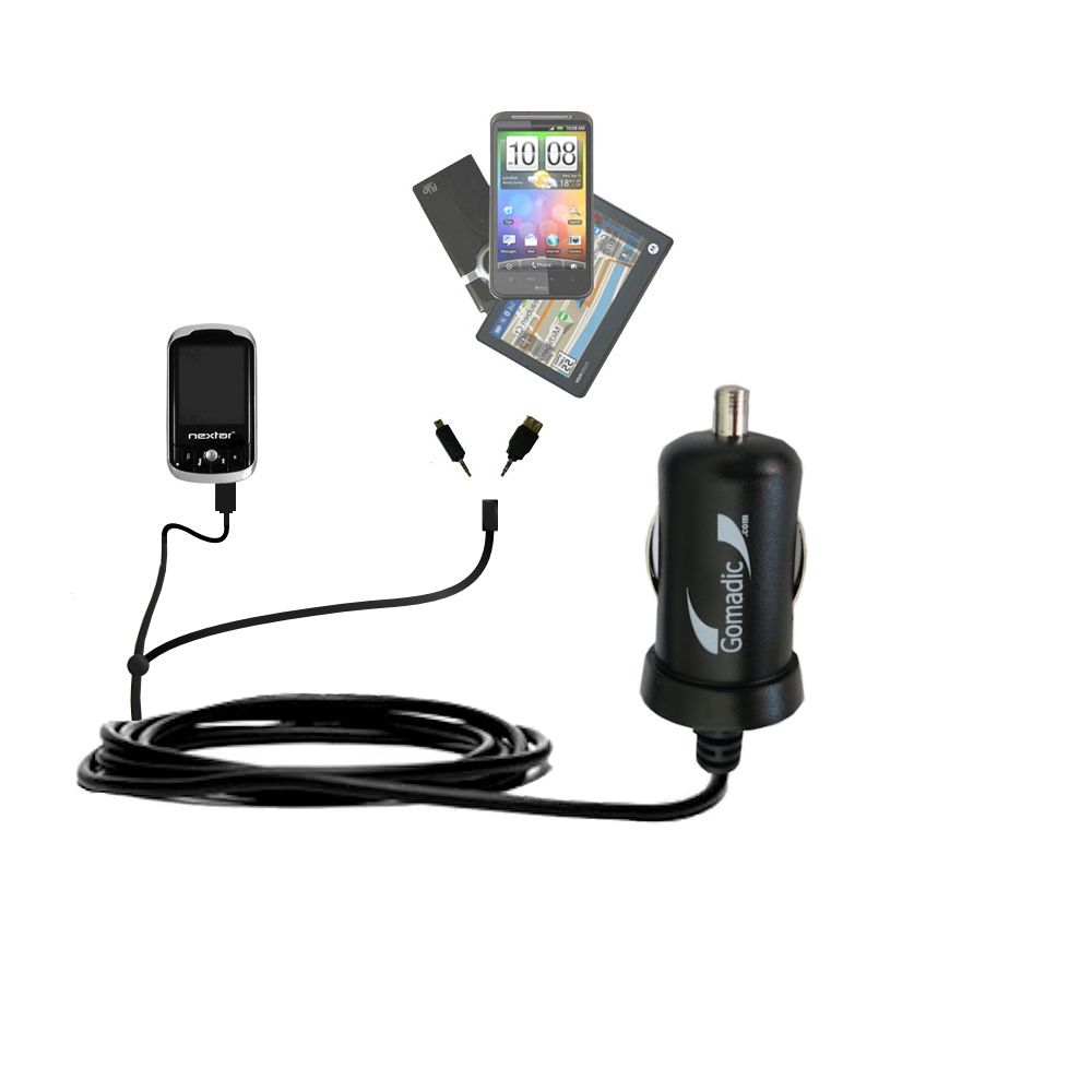 mini Double Car Charger with tips including compatible with the Nextar MA852