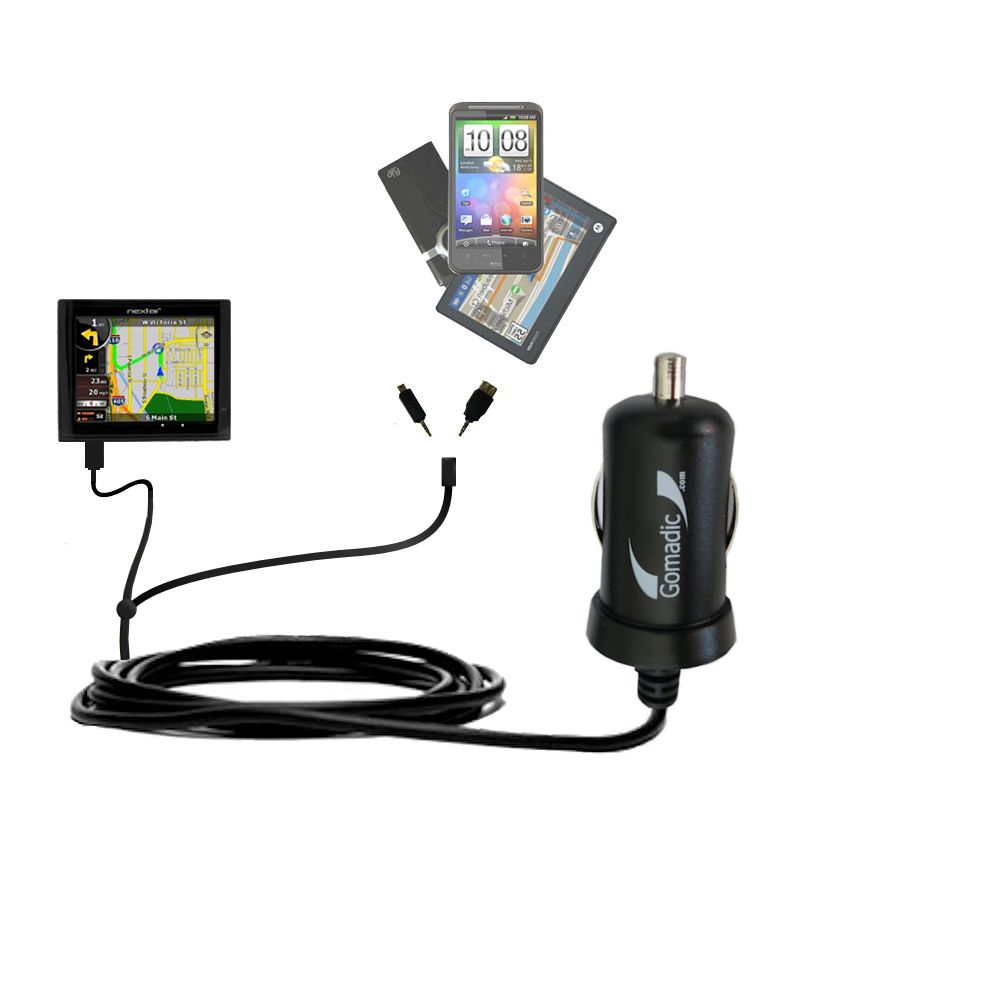 mini Double Car Charger with tips including compatible with the Nextar ME