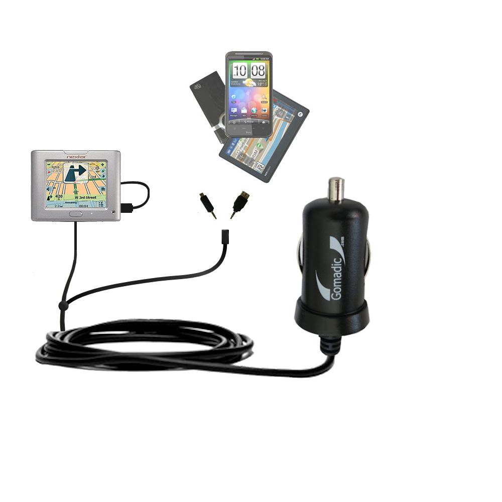 mini Double Car Charger with tips including compatible with the Nextar S3