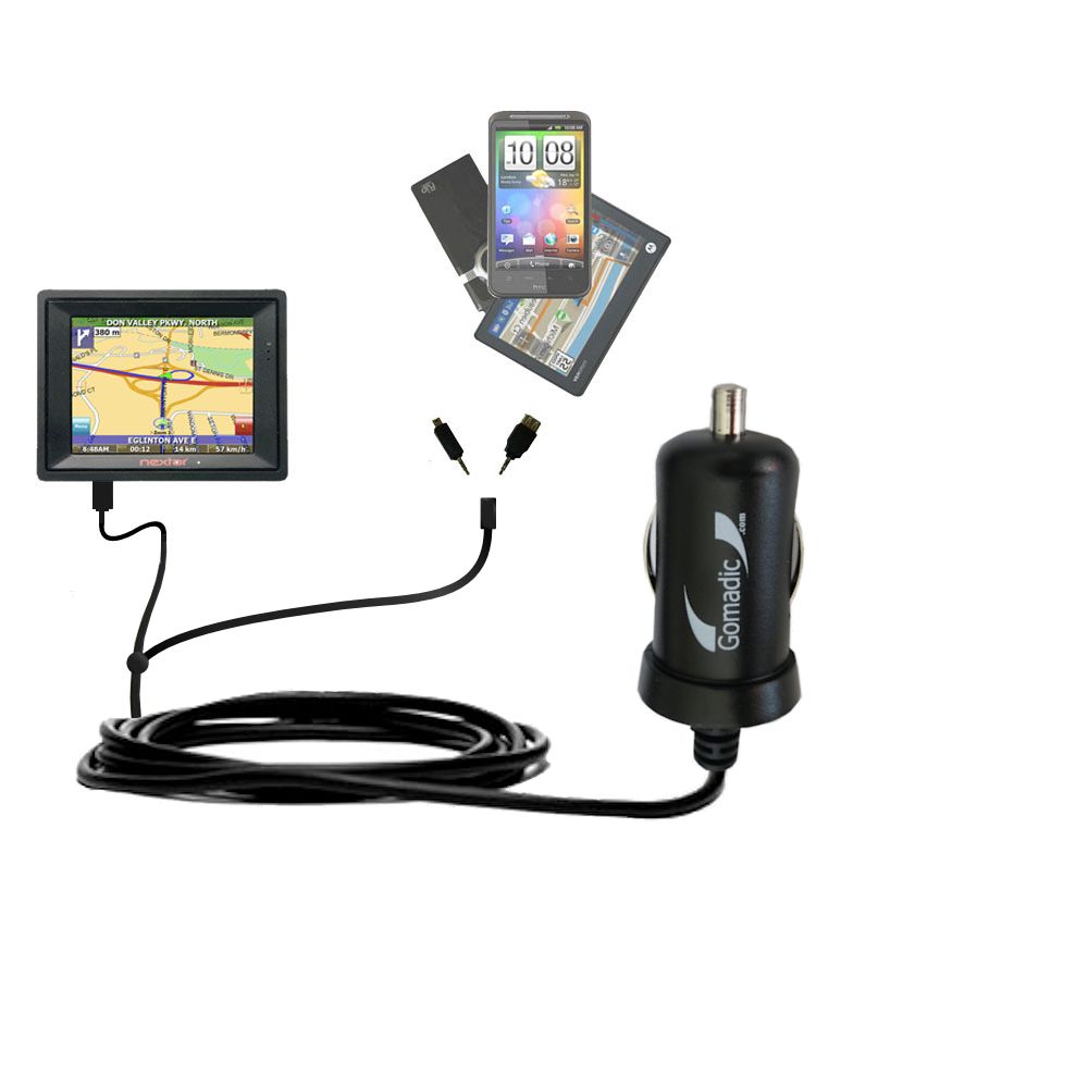 mini Double Car Charger with tips including compatible with the Nextar SNAP3