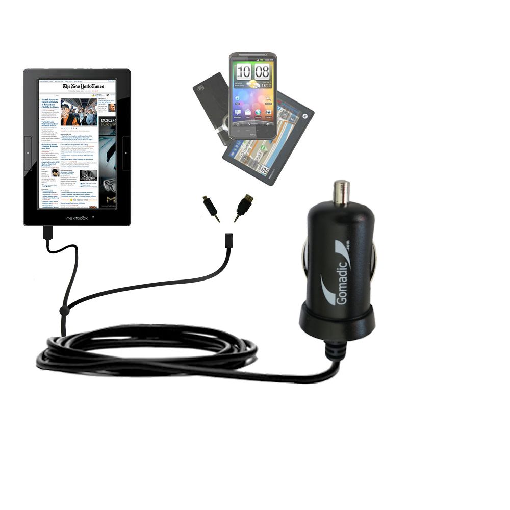 mini Double Car Charger with tips including compatible with the Nextbook Next2 Tablet