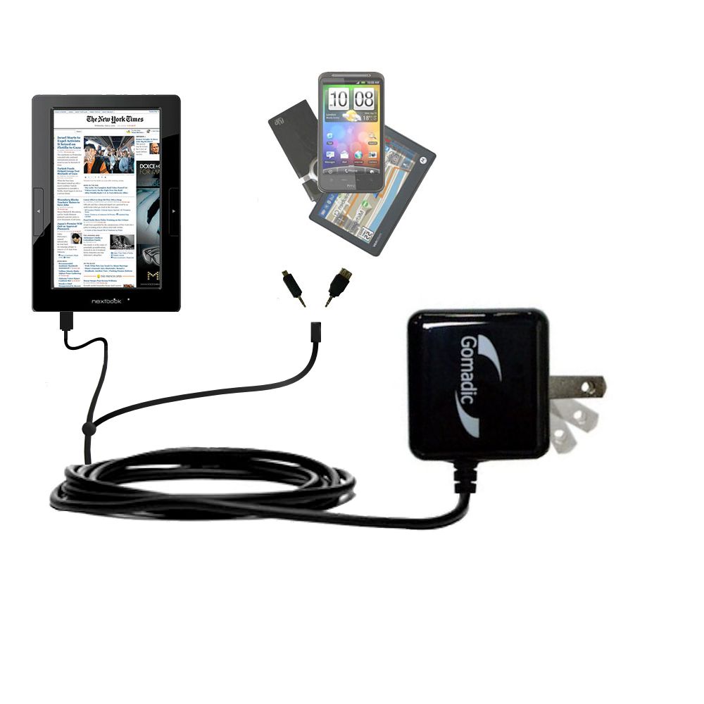Double Wall Home Charger with tips including compatible with the Nextbook Next2 Tablet