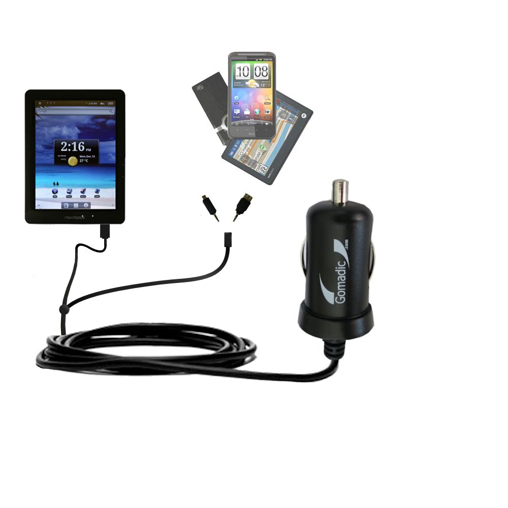 mini Double Car Charger with tips including compatible with the Nextbook Next3 Netbook 3
