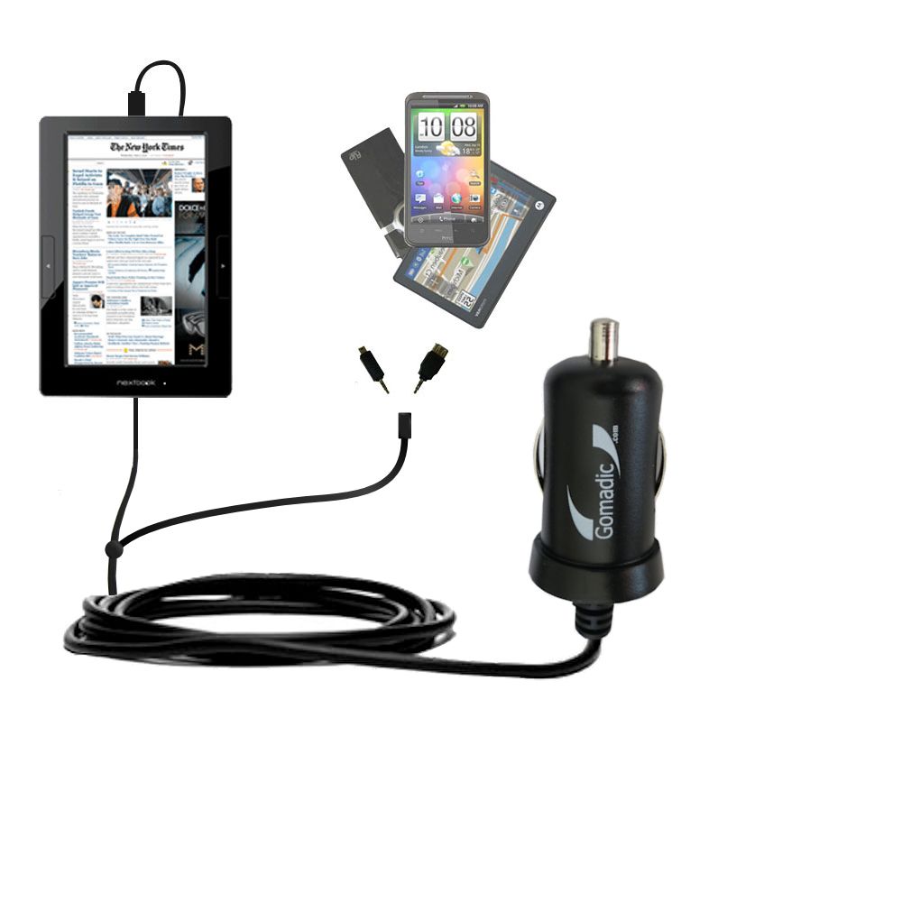 mini Double Car Charger with tips including compatible with the Nextbook Next5
