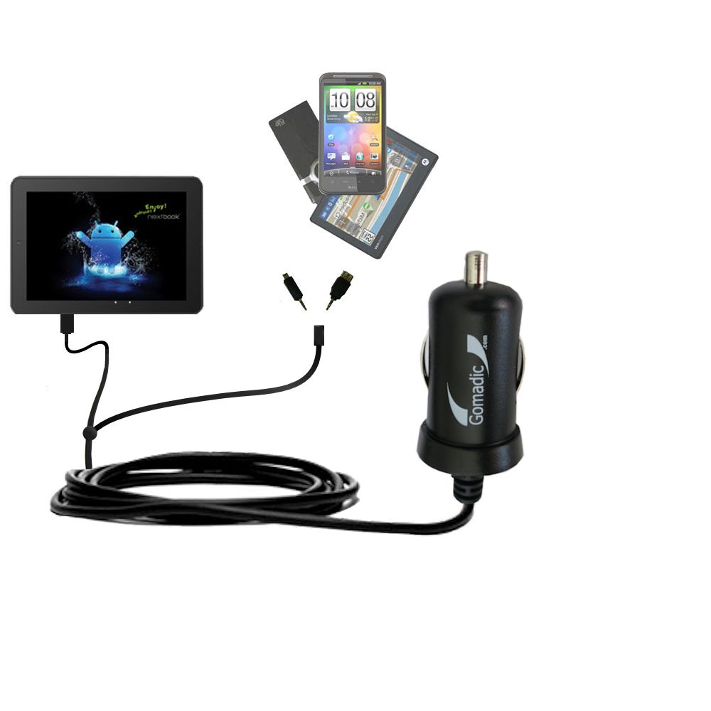 mini Double Car Charger with tips including compatible with the Nextbook Premium 8SE Next8P12