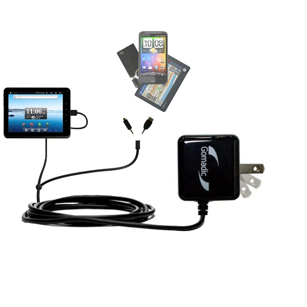 Double Wall Home Charger with tips including compatible with the Nextbook Premium8 Tablet