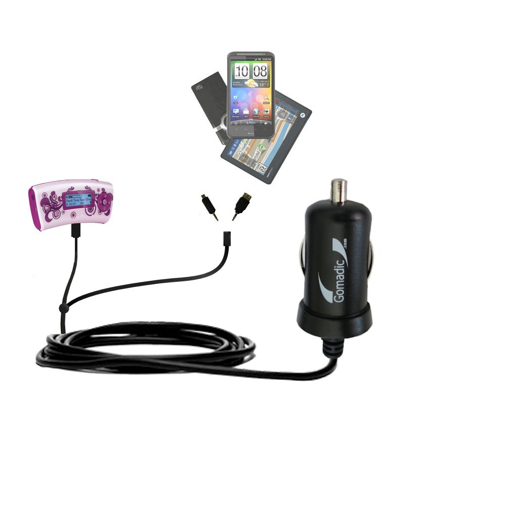 mini Double Car Charger with tips including compatible with the Nickelodean Spongebob Squarepants MP3 Player