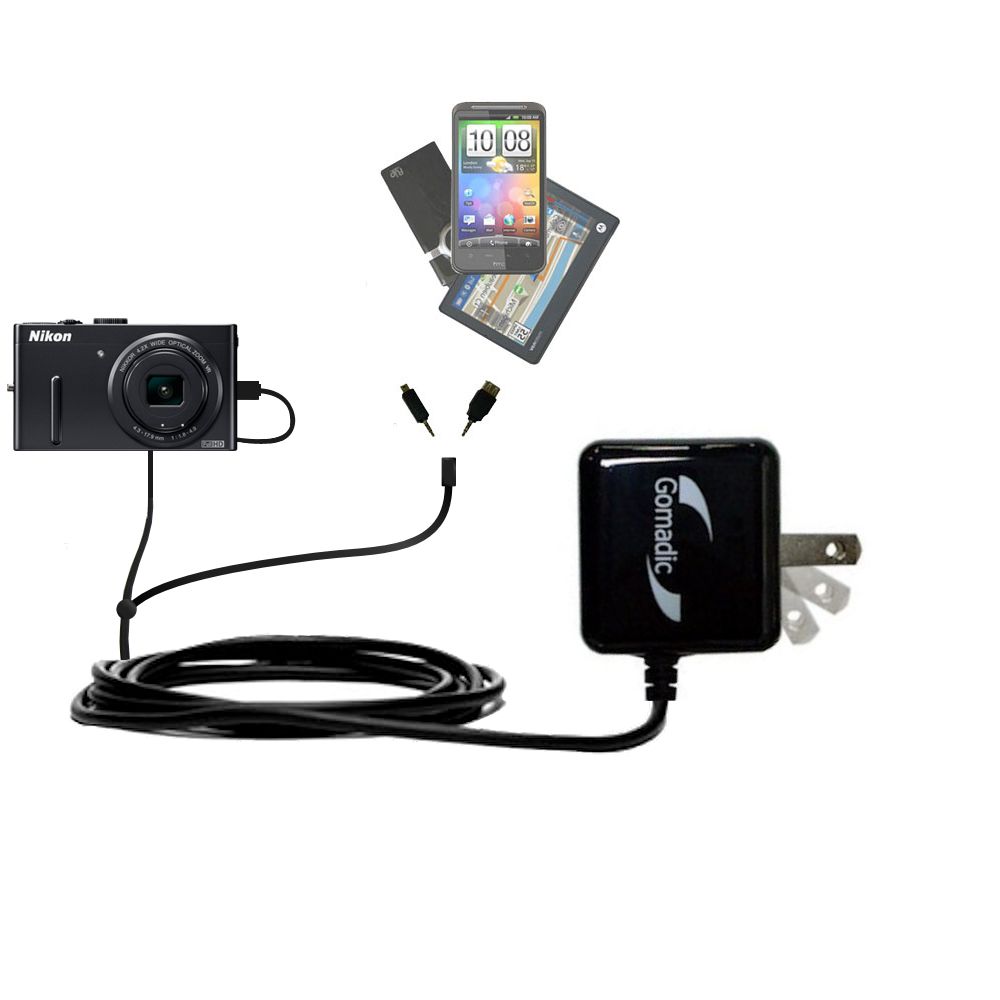 Double Wall Home Charger with tips including compatible with the Nikon Coolpix P300