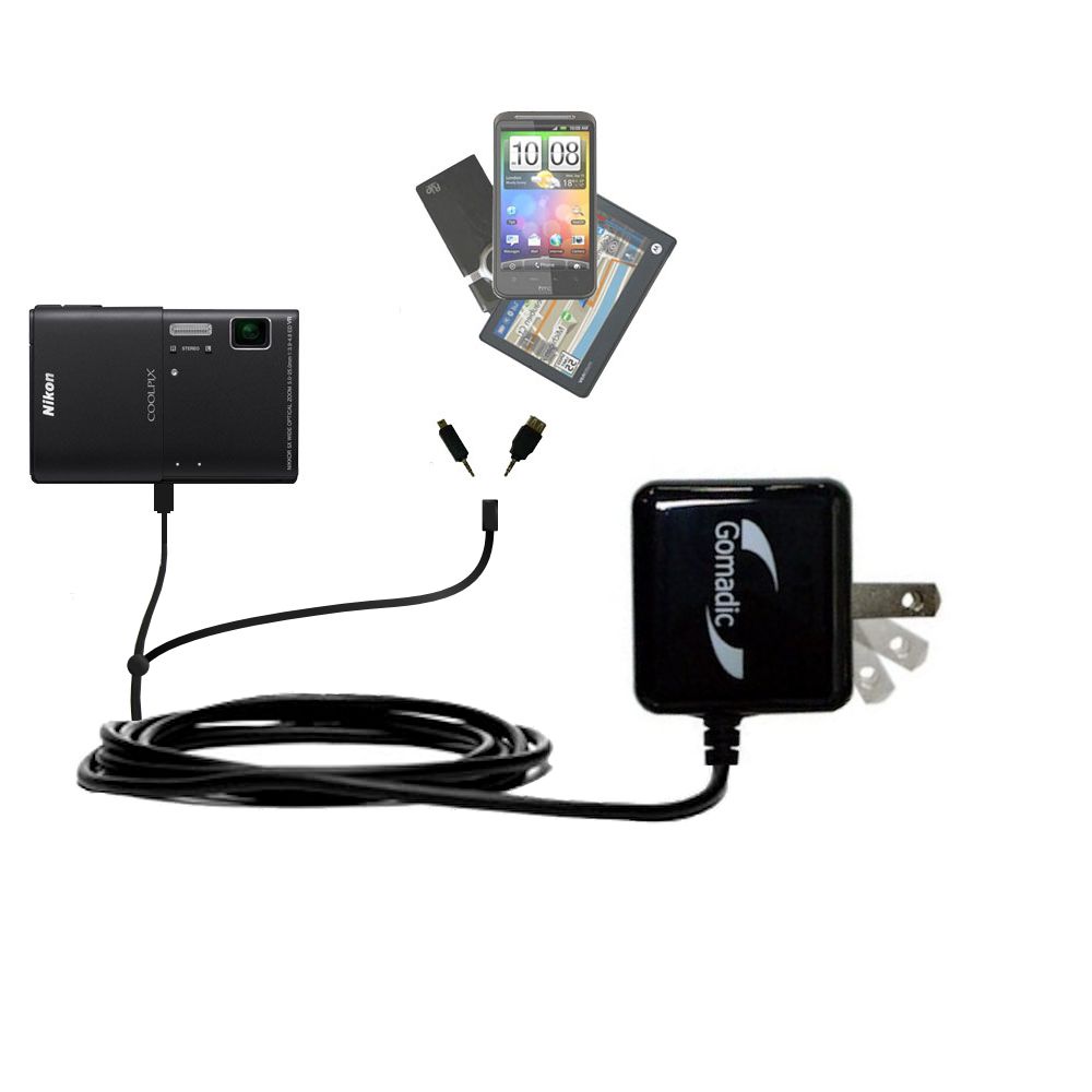 Double Wall Home Charger with tips including compatible with the Nikon Coolpix S100