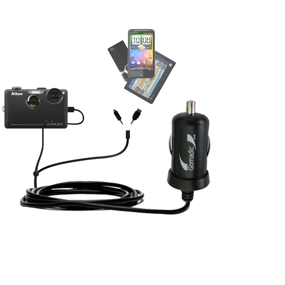 mini Double Car Charger with tips including compatible with the Nikon Coolpix S1100pj