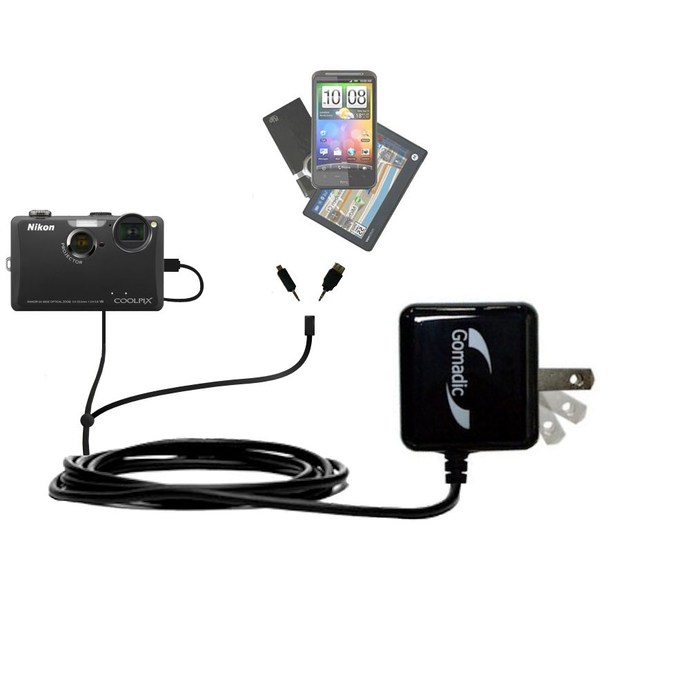 Double Wall Home Charger with tips including compatible with the Nikon Coolpix S1100pj