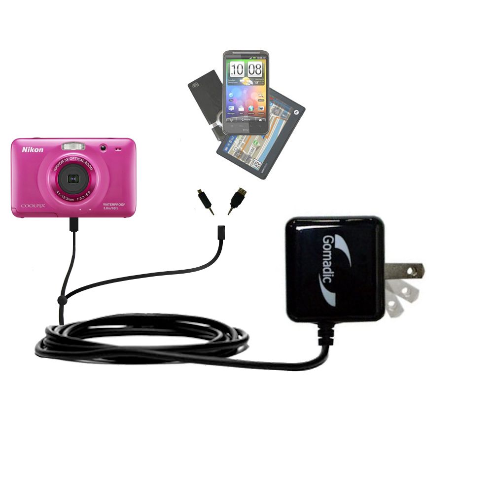 Double Wall Home Charger with tips including compatible with the Nikon Coolpix S30