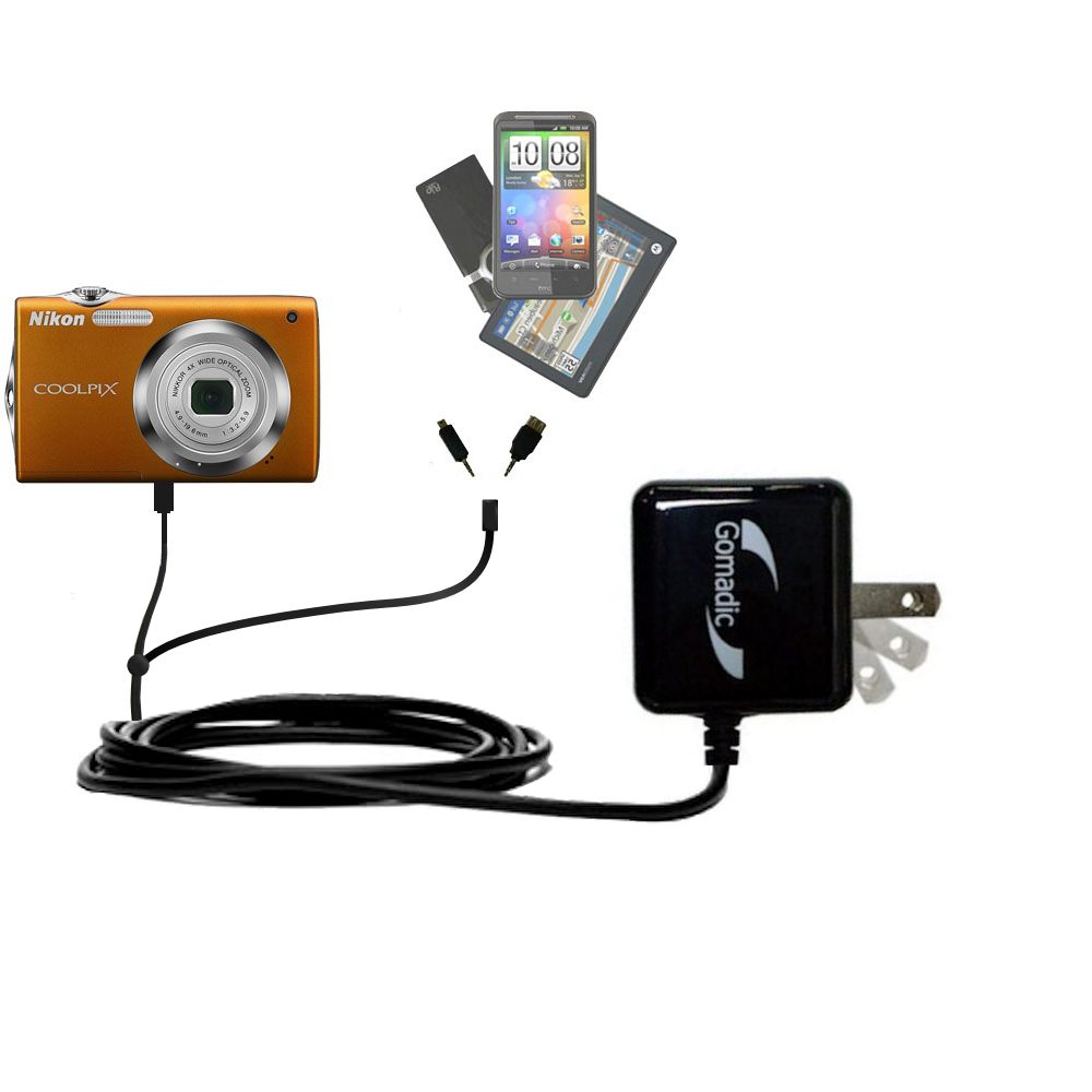 Double Wall Home Charger with tips including compatible with the Nikon Coolpix S3000