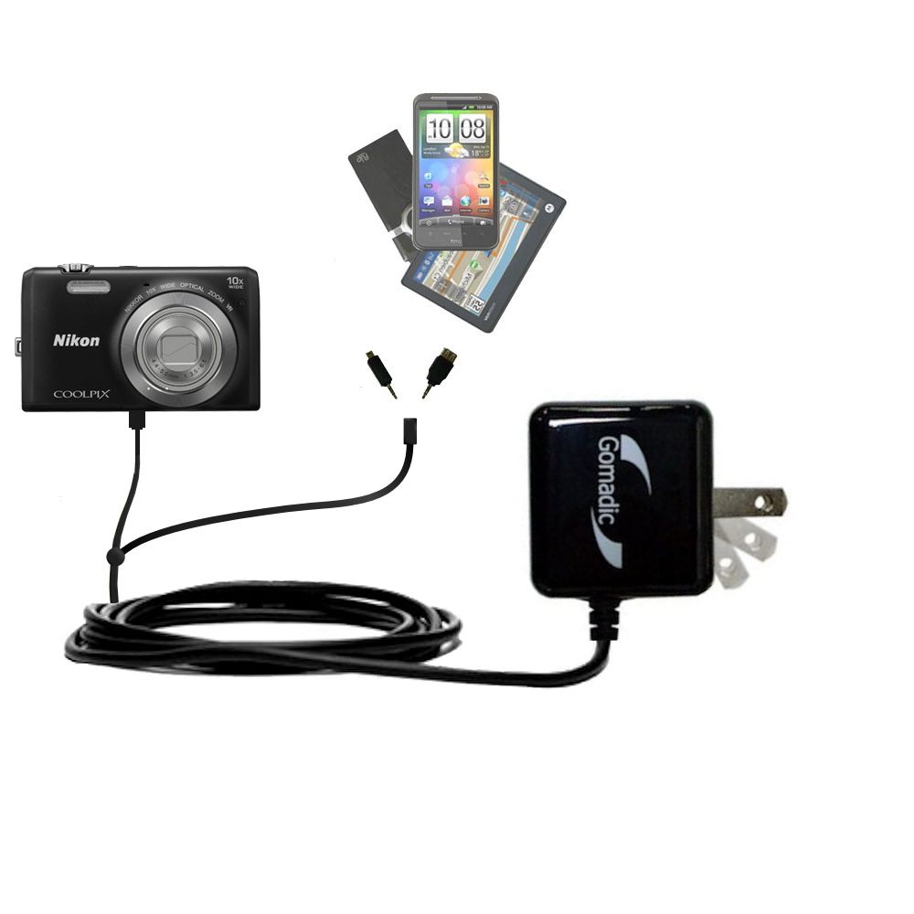 Double Wall Home Charger with tips including compatible with the Nikon Coolpix S3600