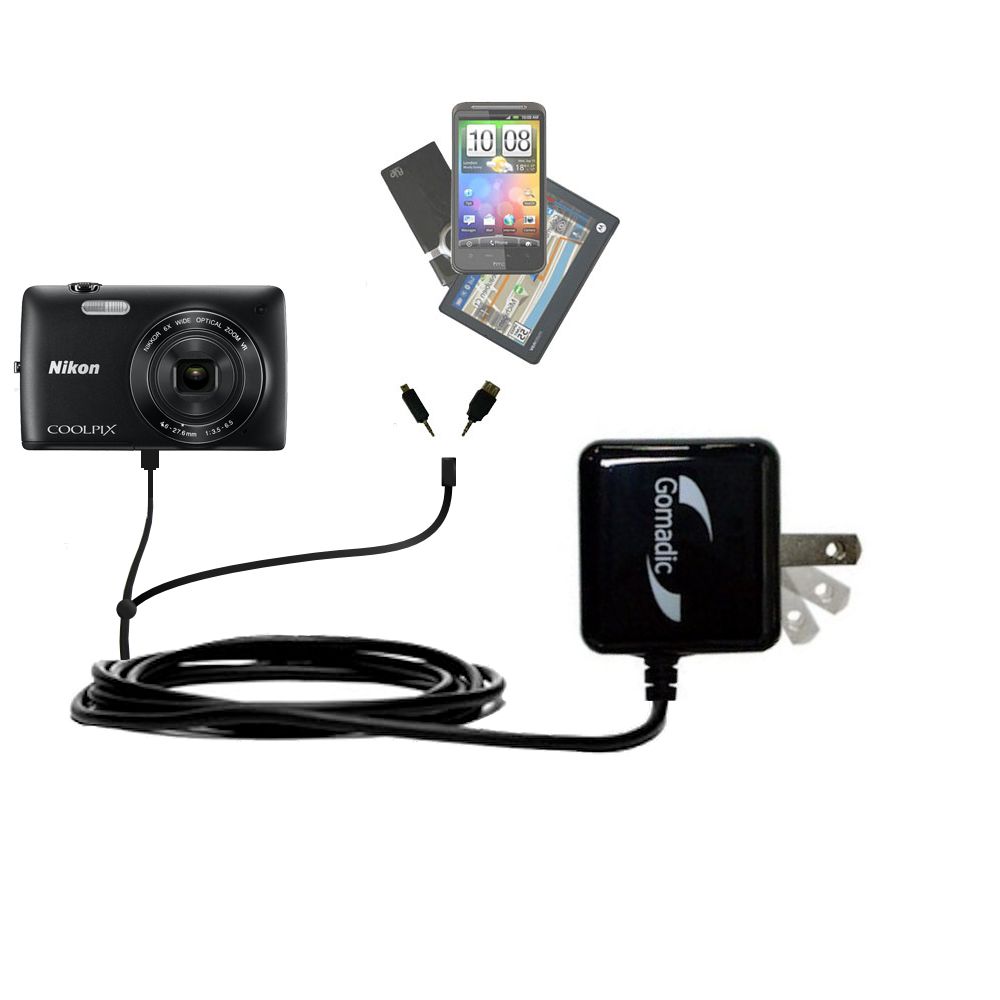 Double Wall Home Charger with tips including compatible with the Nikon Coolpix S4400