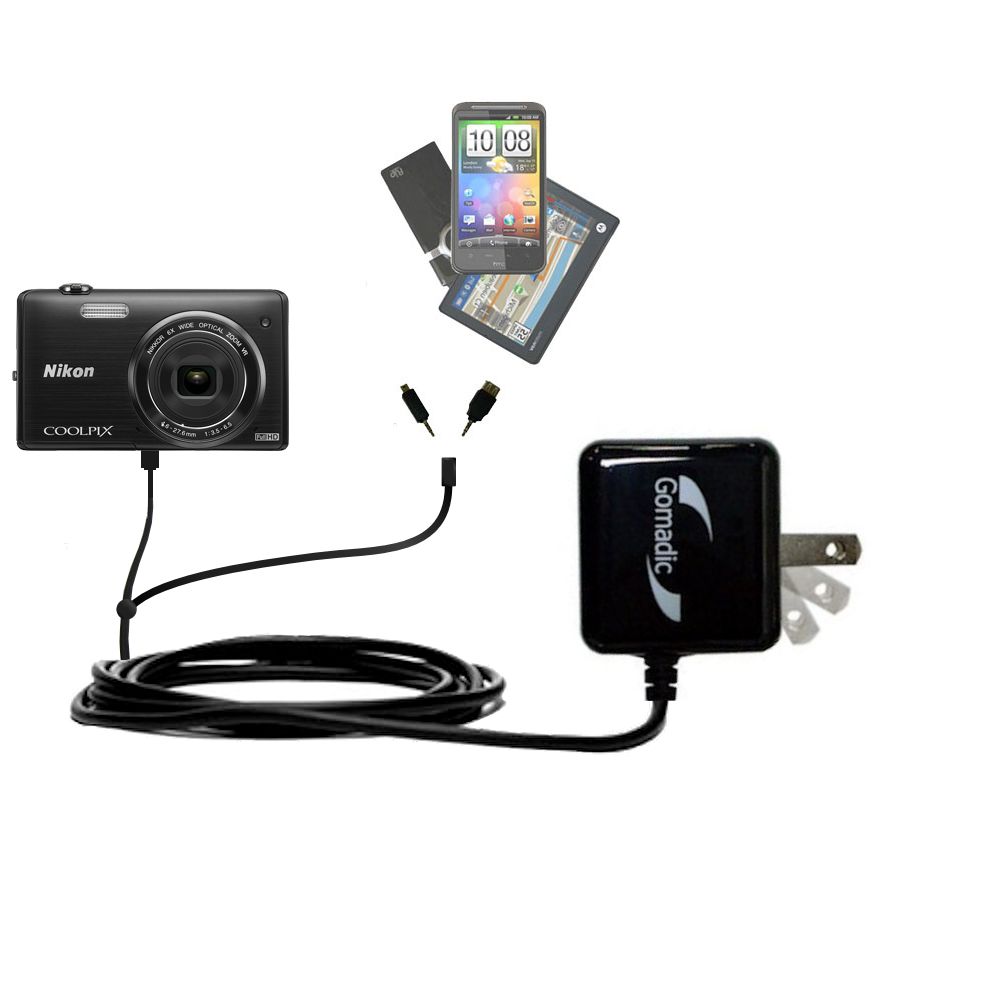 Double Wall Home Charger with tips including compatible with the Nikon Coolpix S5200
