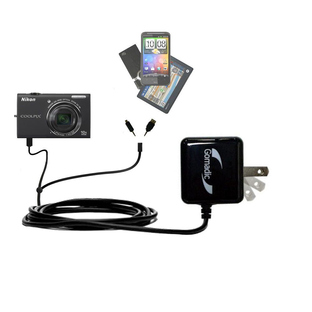 Double Wall Home Charger with tips including compatible with the Nikon Coolpix S6200