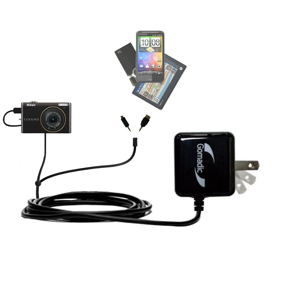 Double Wall Home Charger with tips including compatible with the Nikon Coolpix S640