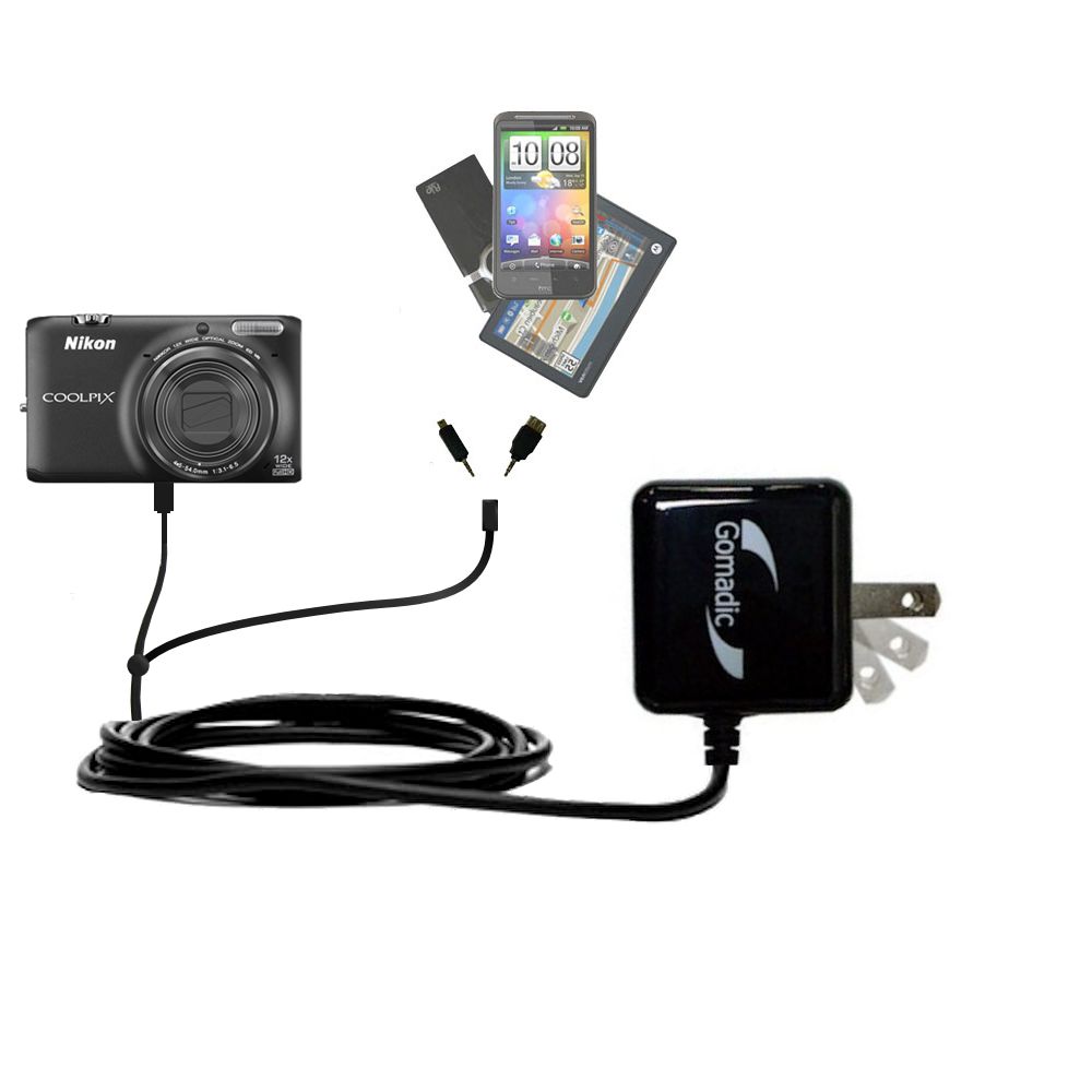 Double Wall Home Charger with tips including compatible with the Nikon Coolpix S6500