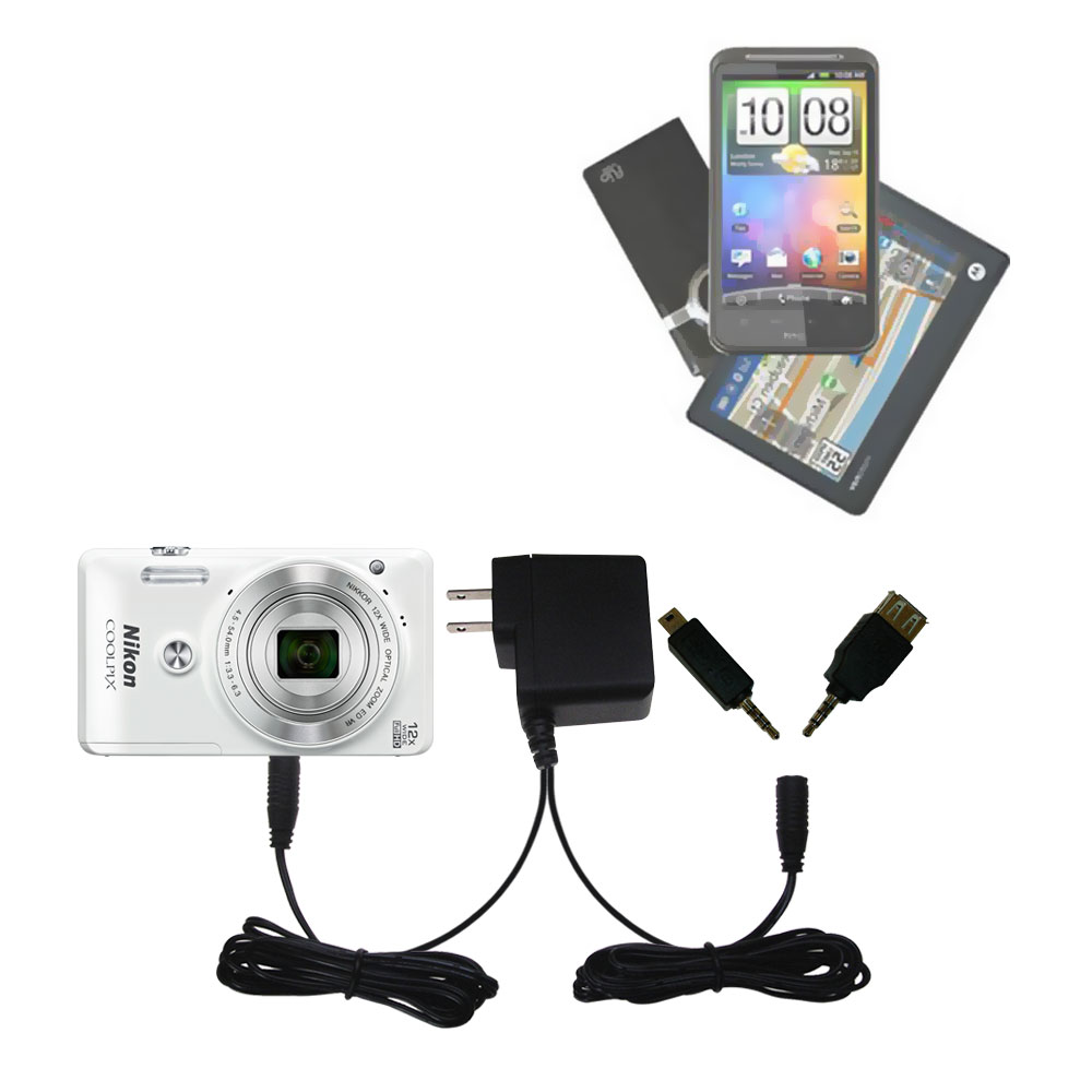 Double Wall Home Charger with tips including compatible with the Nikon Coolpix S6900