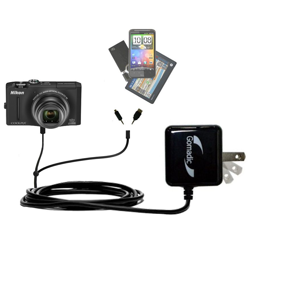 Double Wall Home Charger with tips including compatible with the Nikon Coolpix S8100