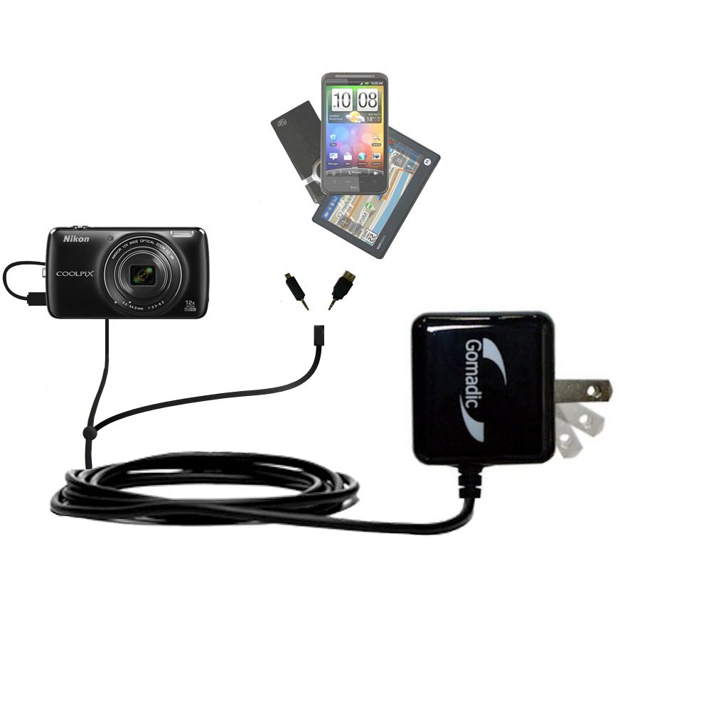 Double Wall Home Charger with tips including compatible with the Nikon Coolpix S810c