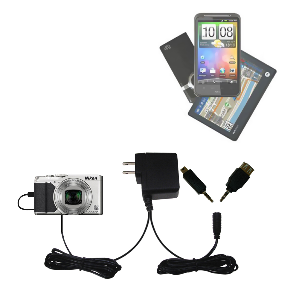 Double Wall Home Charger with tips including compatible with the Nikon Coolpix S9900