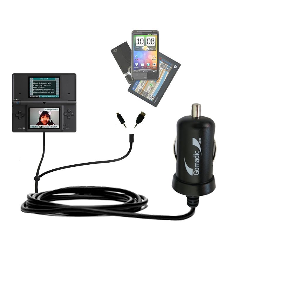 mini Double Car Charger with tips including compatible with the Nintendo DS / NDS