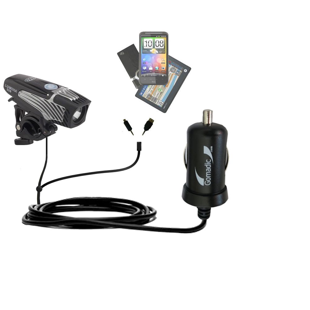 mini Double Car Charger with tips including compatible with the Nite Rider Lumina 350 / 550