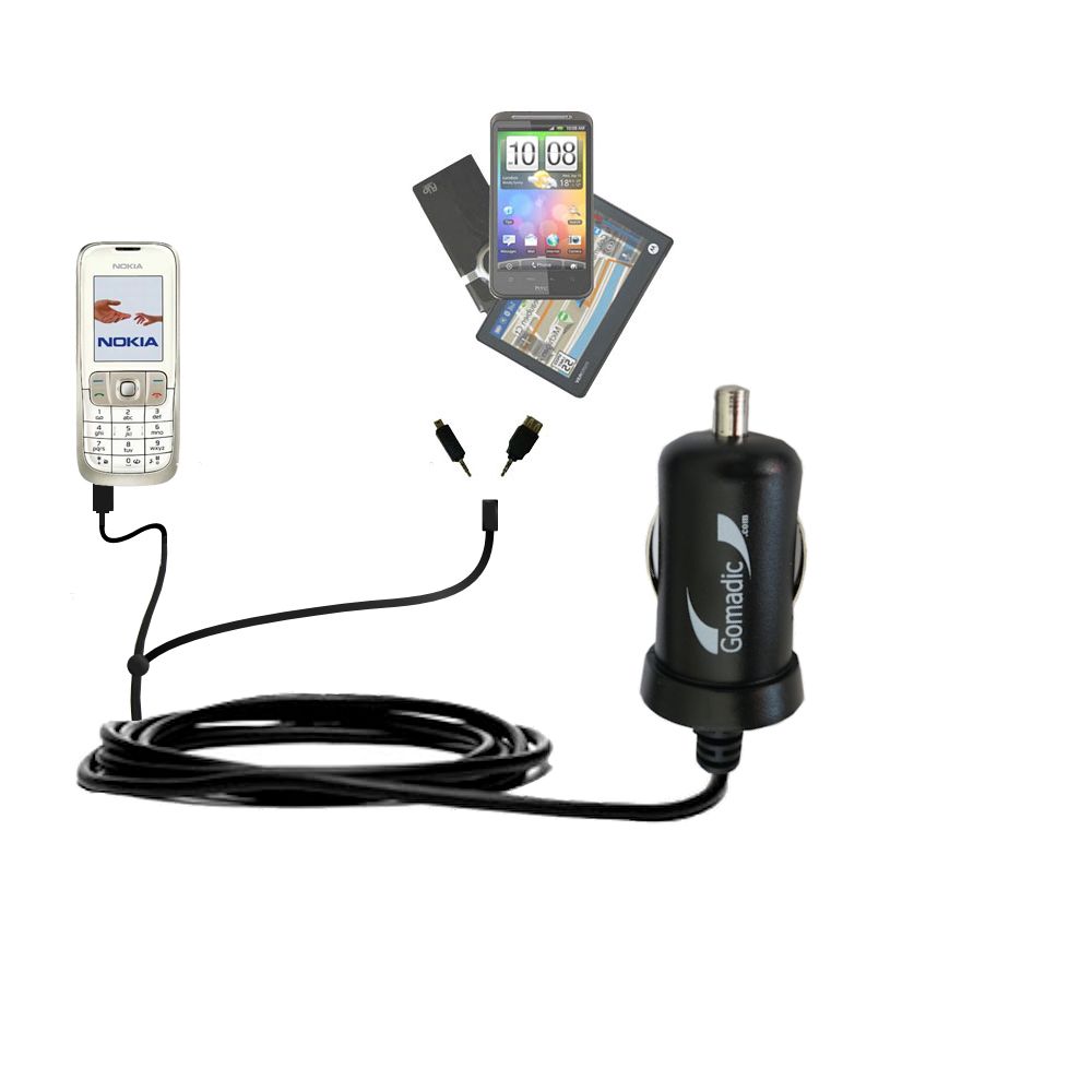 mini Double Car Charger with tips including compatible with the Nokia 2630 2660 2680