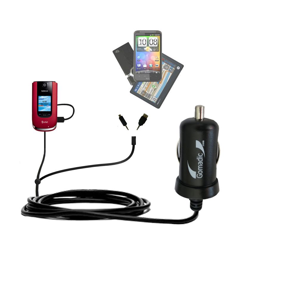 mini Double Car Charger with tips including compatible with the Nokia 6350