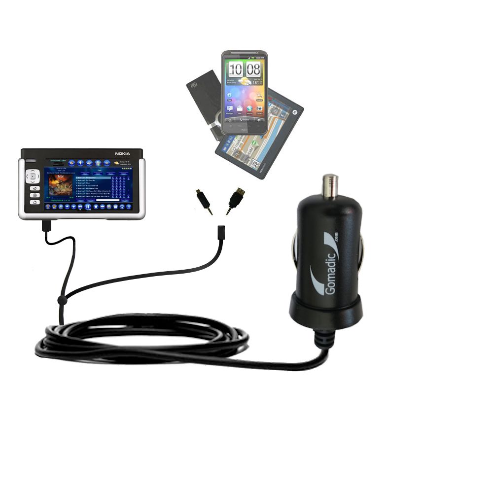 mini Double Car Charger with tips including compatible with the Nokia 770 tablet