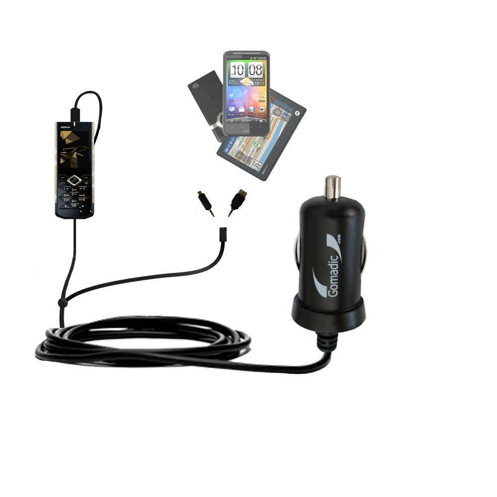 mini Double Car Charger with tips including compatible with the Nokia 7900 Prism