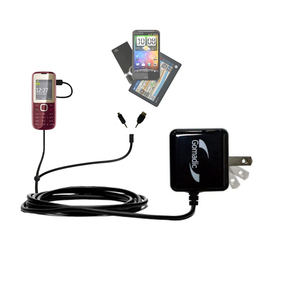 Double Wall Home Charger with tips including compatible with the Nokia C2-00