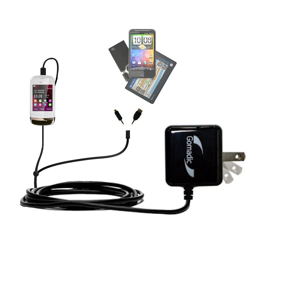 Double Wall Home Charger with tips including compatible with the Nokia C2-O3