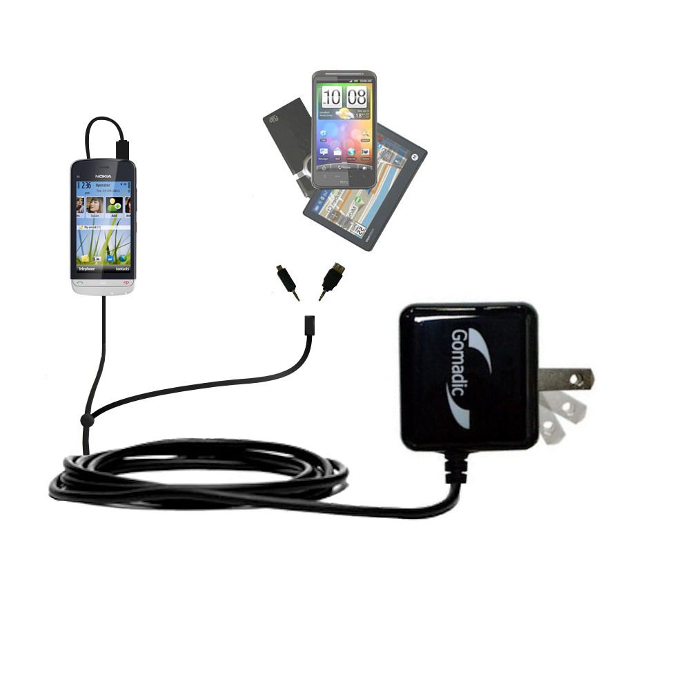 Double Wall Home Charger with tips including compatible with the Nokia C5-05
